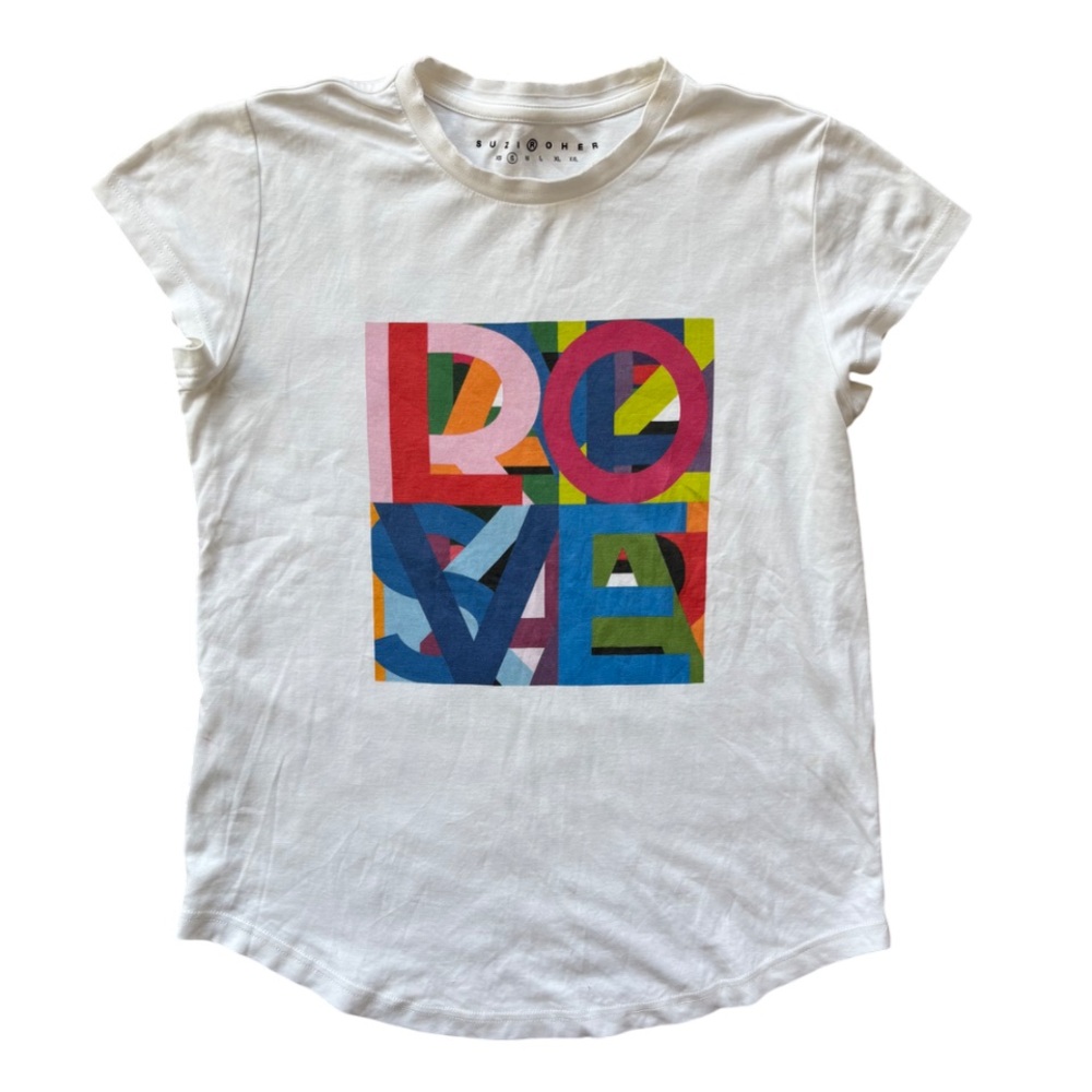 Suzi Roher White Graphic 'LOVE' Short Sleeve Tee